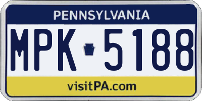 PA license plate MPK5188