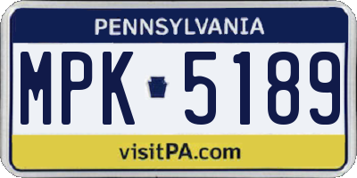 PA license plate MPK5189