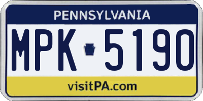 PA license plate MPK5190