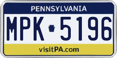 PA license plate MPK5196