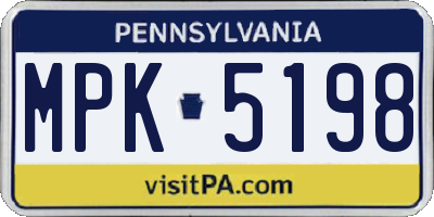 PA license plate MPK5198