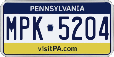 PA license plate MPK5204