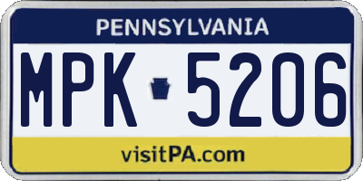 PA license plate MPK5206