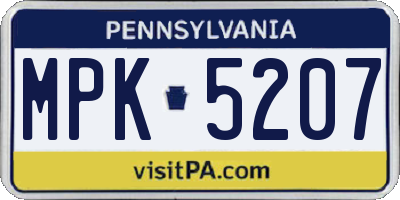 PA license plate MPK5207