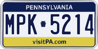 PA license plate MPK5214