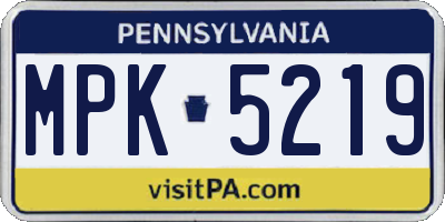 PA license plate MPK5219