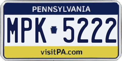 PA license plate MPK5222
