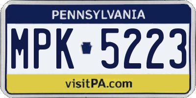 PA license plate MPK5223