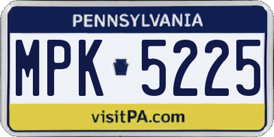 PA license plate MPK5225