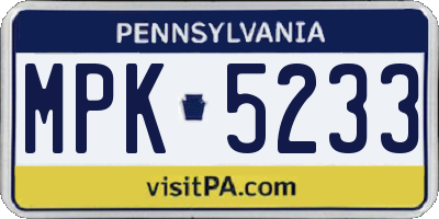 PA license plate MPK5233