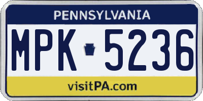 PA license plate MPK5236