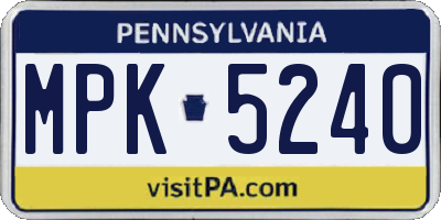 PA license plate MPK5240