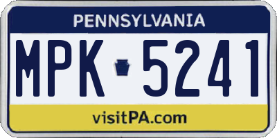 PA license plate MPK5241