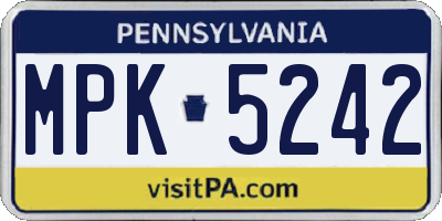 PA license plate MPK5242