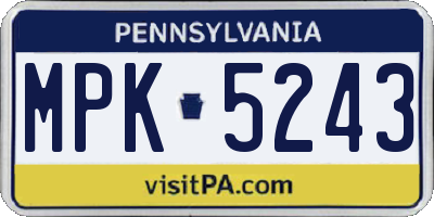 PA license plate MPK5243