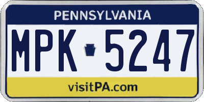 PA license plate MPK5247