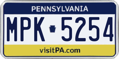 PA license plate MPK5254