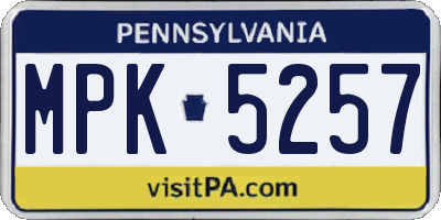 PA license plate MPK5257