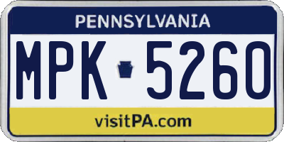 PA license plate MPK5260