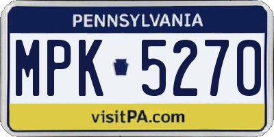 PA license plate MPK5270