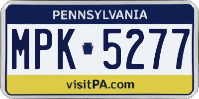 PA license plate MPK5277