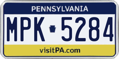 PA license plate MPK5284