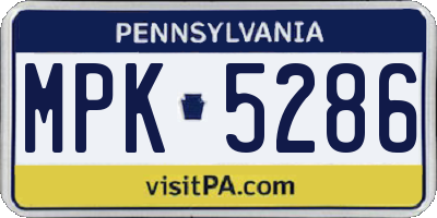 PA license plate MPK5286