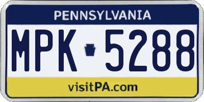 PA license plate MPK5288