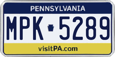 PA license plate MPK5289