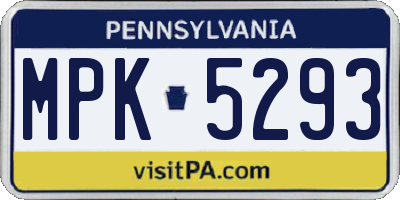 PA license plate MPK5293