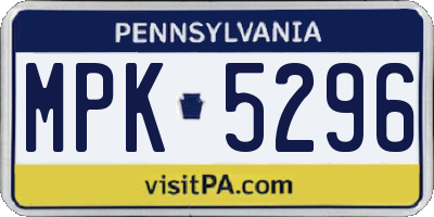 PA license plate MPK5296