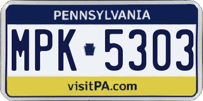 PA license plate MPK5303