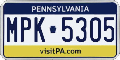 PA license plate MPK5305