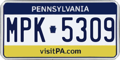 PA license plate MPK5309