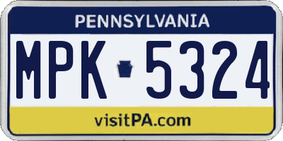 PA license plate MPK5324