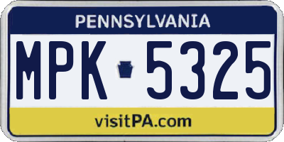 PA license plate MPK5325