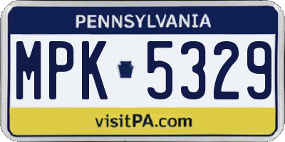 PA license plate MPK5329
