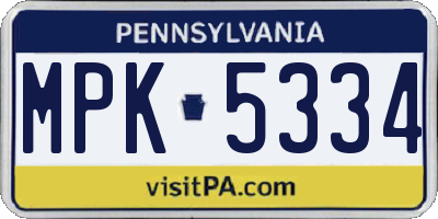 PA license plate MPK5334