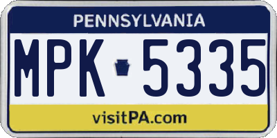 PA license plate MPK5335