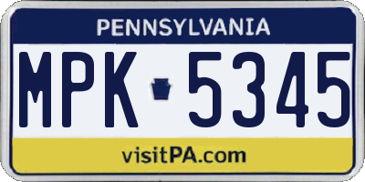 PA license plate MPK5345