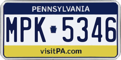 PA license plate MPK5346