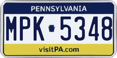 PA license plate MPK5348