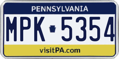 PA license plate MPK5354