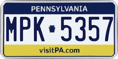 PA license plate MPK5357
