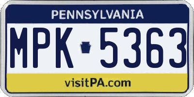 PA license plate MPK5363