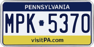 PA license plate MPK5370