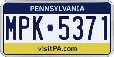 PA license plate MPK5371