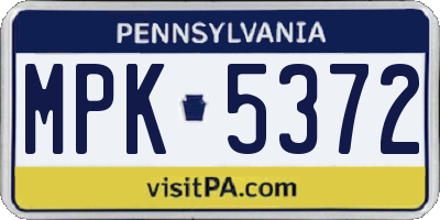PA license plate MPK5372