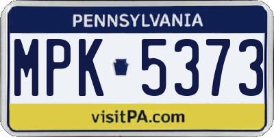 PA license plate MPK5373