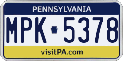 PA license plate MPK5378